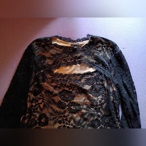 torrid Black Floral Lace Top With Bell Sleeves